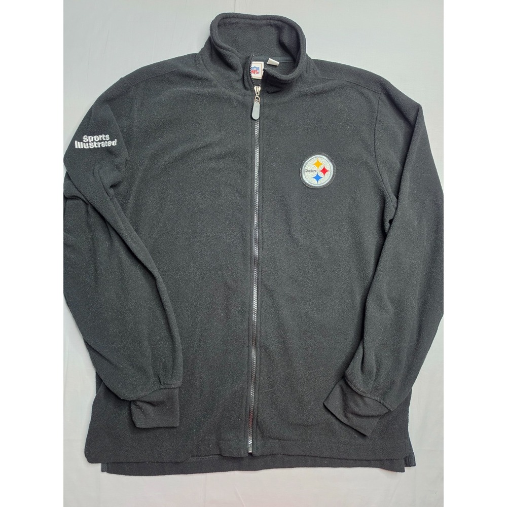 NFL Pittsburgh Steelers Football Fleece Jacket Men's XL Black Mock Neck Full Zip